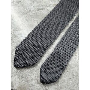 Hook & Albert Tie Mens One Size Gray Slim Silk Knit Skinny Pointed Necktie